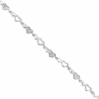 Bransoletka srebrna serduszka z cyrkonią