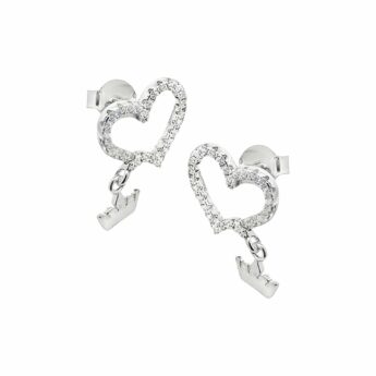 Kolczyki serce z koroną cyrkonia
