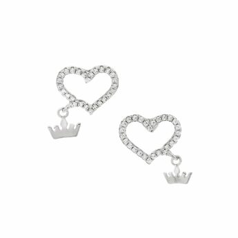 Kolczyki serce z koroną cyrkonia