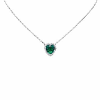 Naszyjnik srebrny serce szmaragd