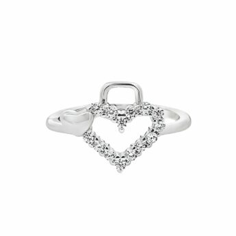 Pierścionek srebrny serduszko i serce cyrkonie