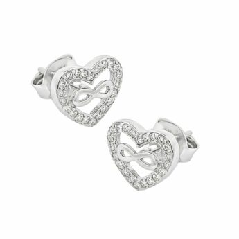 Kolczyki srebrne serca ze znakiem nieskończoności cyrkonie