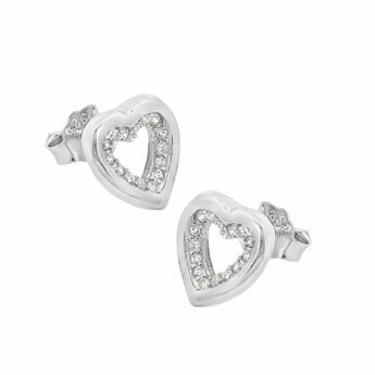 Kolczyki srebrne serce z cyrkoniami w środku