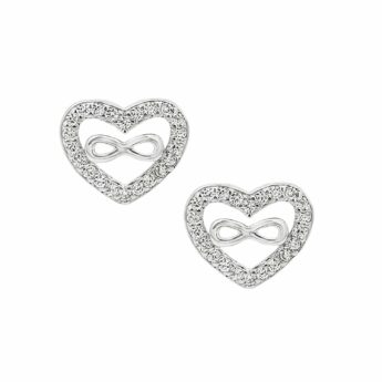 Kolczyki srebrne serca ze znakiem nieskończoności cyrkonie