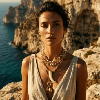 Naszyjnik etnograficzny zawieszki amulety – stal szlachetna