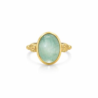 Artystyczny Pierścionek vintage z zielonym Ametystem srebrny pozłacany HANDMADE