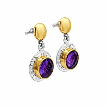 Artystyczne kolczyki z Ametystem srebrne HANDMADE