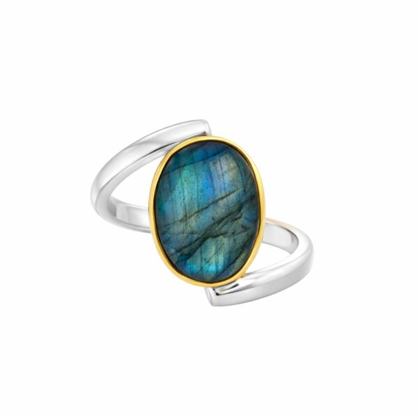 Artystyczny Pierścionek asymetryczny z Labradorytem