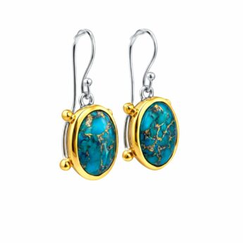 Artystyczne kolczyki z Turkusem srebrne HANDMADE