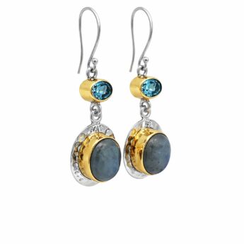 Artystyczne kolczyki z Topazem i Kamieniem Księżycowym