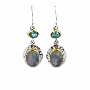 Artystyczne kolczyki z Topazem i Kamieniem Księżycowym