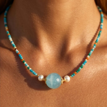 Naszyjnik z dużym naturalnym chalcedonitem