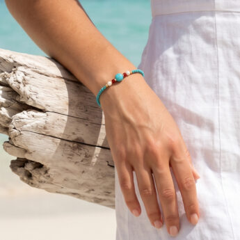 Bransoletka z brązu z naturalnymi howlitami i cytrynami