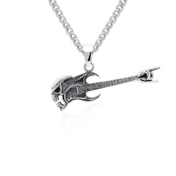 Srebrna zawieszka męska ze stali szlachetnej elektryczna gitara