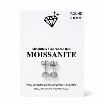 Srebrne kolczyki sztyfty z moissanitami 1,00 ct o średnicy 5 mm