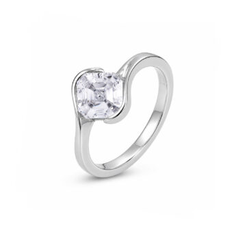 Srebrny pierścionek z moissanitem 1,00 ct w szlifie Asscher